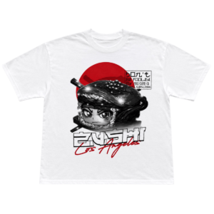 Blue Zushi T Shirt front view with anime Zushi character sushi hat design and Los Angeles lettering Zalympix 2026