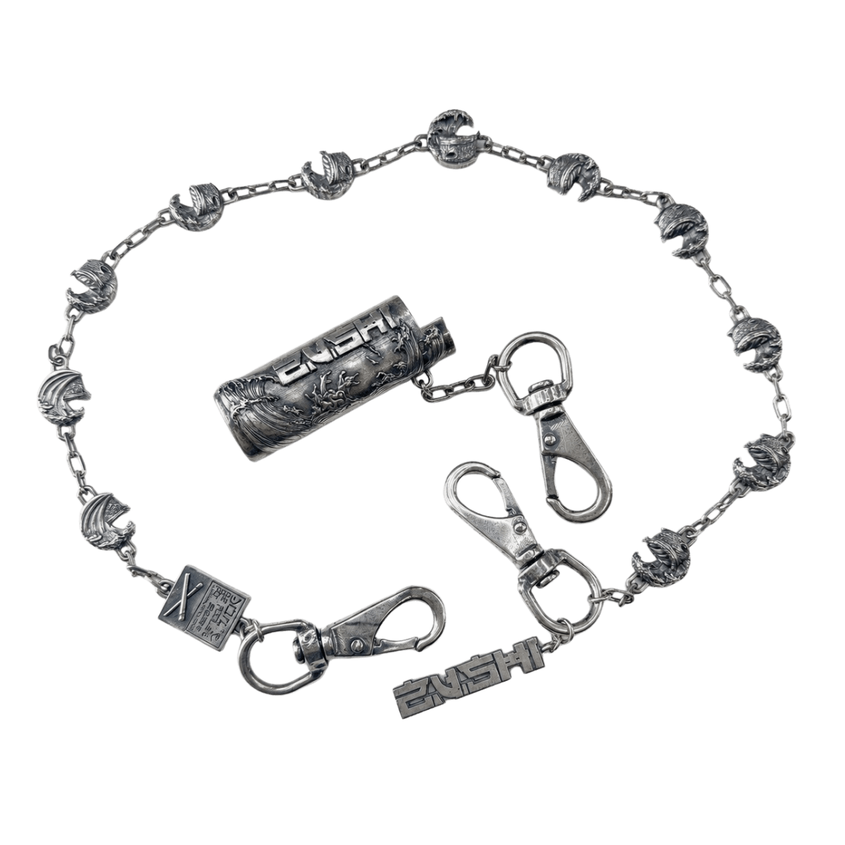 Full Zushi Lighter Chain with lighter case, wave charms, and pendant THE TENCO