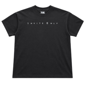 Zushi Pheno Hunt T-Shirt front view with INVITE ONLY text on premium black cotton by THE TENCO