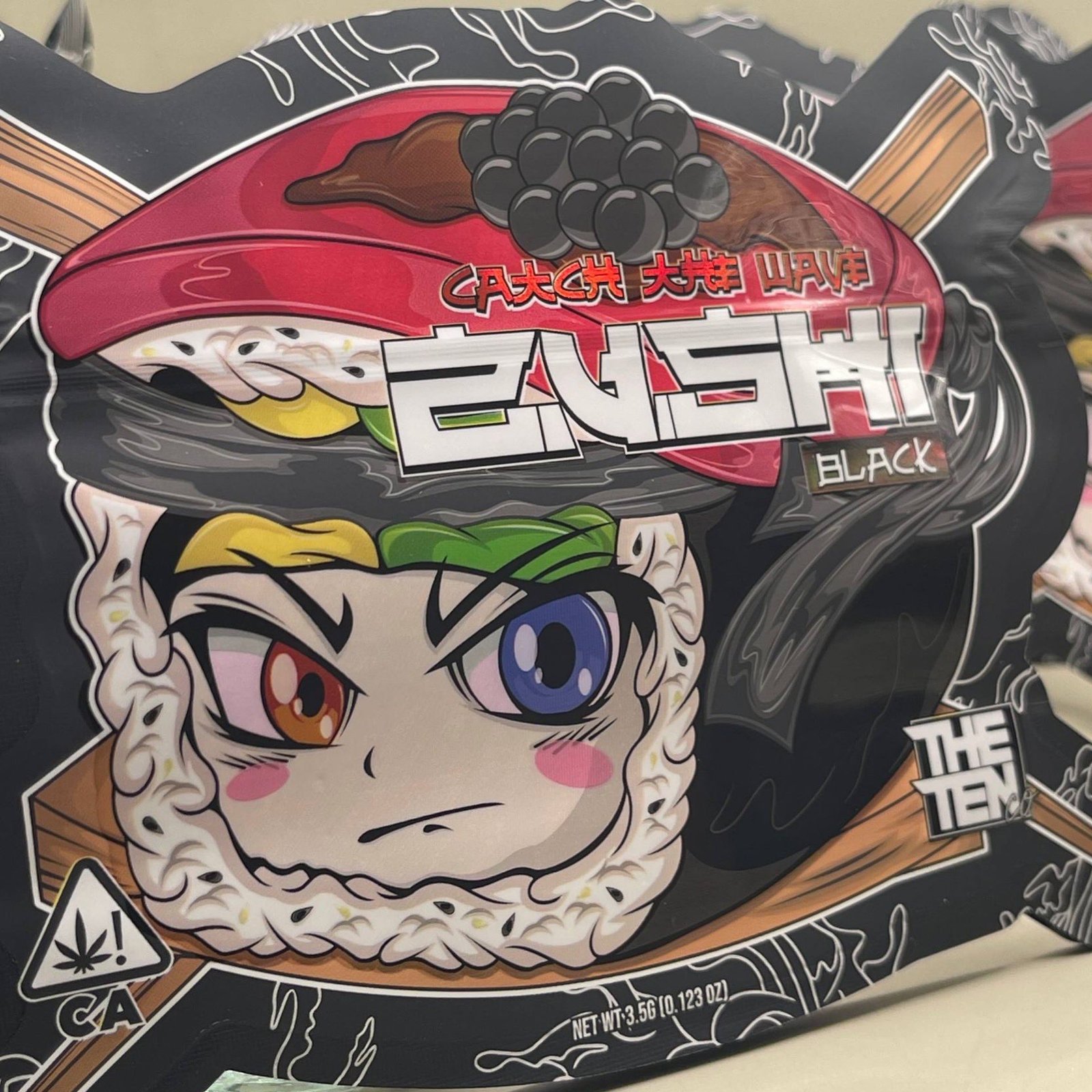 BLACK ZUSHI by TENCO packaging showing sushi-themed artwork and 3.5g net weight