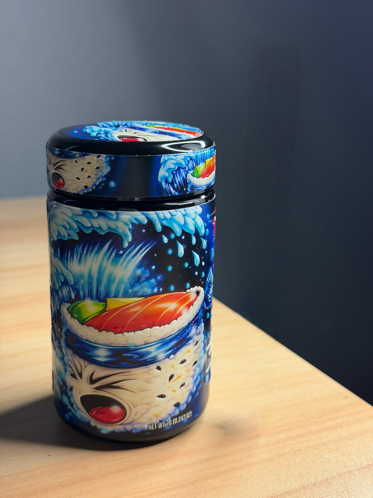 Blue Zushi by TENCO Premium Packaging Front Blue Zushi by TENCO official packaging front view with sushi wave artwork and blue design